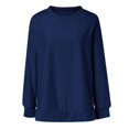 thumbnail image 4 of BKQCNKM Sweatshirt for Women Oversized Sweatshirt for Women's Sweatshirts Long Sleeve Tunic Tops Crew Neck Soft Pullover with Side Zipper Shirt Crewneck Sweatshirts Women,Dark Blue XXL, 4 of 5