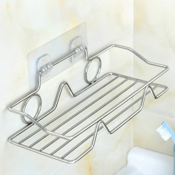 XYRSRUW Stainless Steel Multifunctional Storage Rack, Adhesive Hook Shelf, No-Drill Installation Holder, Versatile Storage Organizer for Bathroom and Kitchen