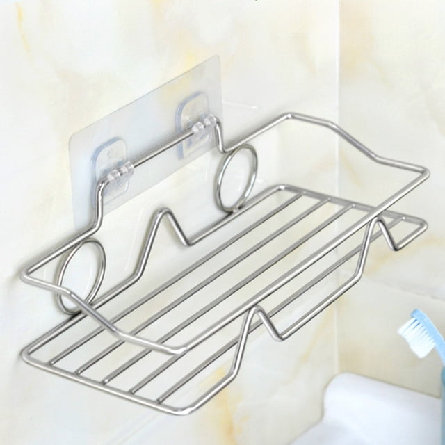 Stainless Steel Storage Rack | Nail-Free Shelf No Drilling | Bathroom or Kitchen Organizer | Anti-Slip, Rust-Resistant | Silver, 24x10x6cm | Heavy Duty Multipurpose Shelf