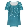 thumbnail image 6 of Puyaiuu New Women's Tops Loose Squard-Neck Short Sleeve Blouses & Shirts Multicolor Lightweight Going Out Tops Womens T-Shirts Plus Size, 6 of 6