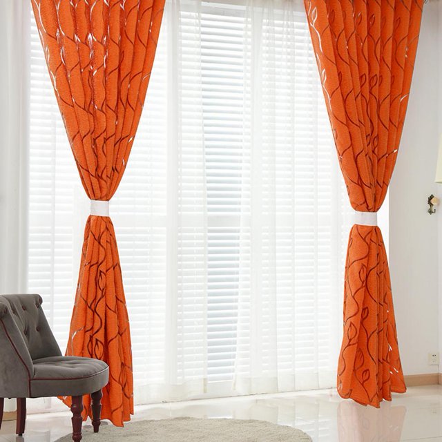2pcs2mSemi Blackout Cortina Simple Vine Leaf Partition Window Decor (Orange) Wdftyju Libre de BPA