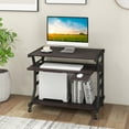 thumbnail image 2 of Costway 29.5" Mobile Computer Desk Rolling Laptop Cart with Pull-out Keyboard Tray & Shelf, 2 of 10