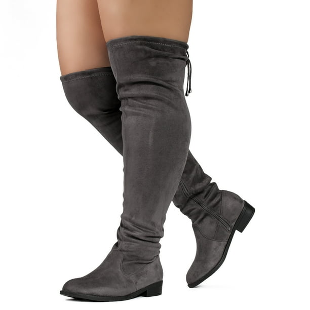 grey wide fit over the knee boots