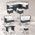 thumbnail image 3 of Outsunny 6pcs Rattan Outdoor Lounge Dining Table, 3 of 10