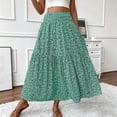 thumbnail image 2 of Unir Women Scattered Tiny Ditsy Floral Three Tier Flow Four Way Stretch Maxi Skirt Elastic High Waist Casual Long Bottom 1PC S-XL Plus Size Friendly, 2 of 5