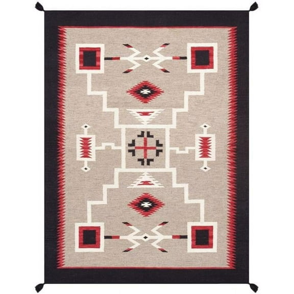 Pasargad Home Tuscany Collection Reversible Wool Mocha Area Rug- 5' 2'' X 6'11''