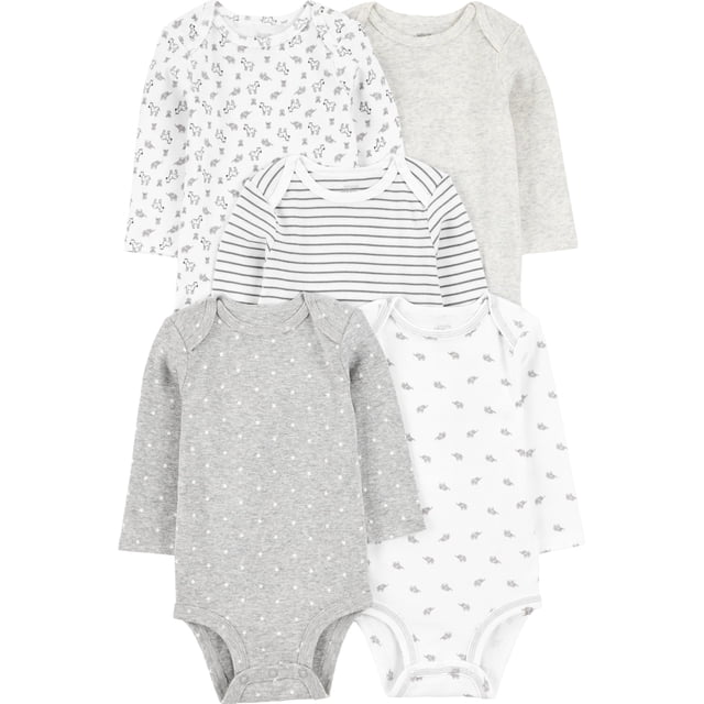 Body de manga larga unisex Simple Joys by Carter's, paquete de 5