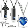thumbnail image 2 of 3 Pack Cross & Heart & Bar Urn Cremation Jewelry Crystal Urn Necklace for Ashes Crystal Memorial Locket Ashes Pendant Family Keepsake, 2 of 6