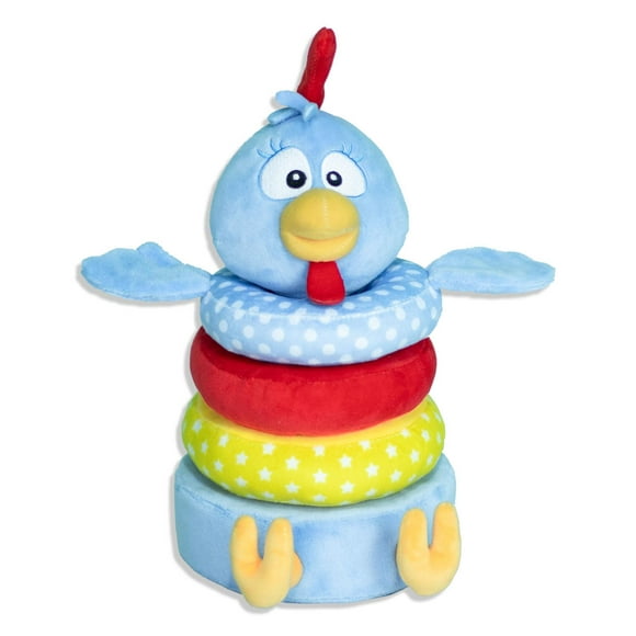 Aros Apilables de Peluche y Sonaja 2 en 1 Didacti Juegos Gallina Pintadita