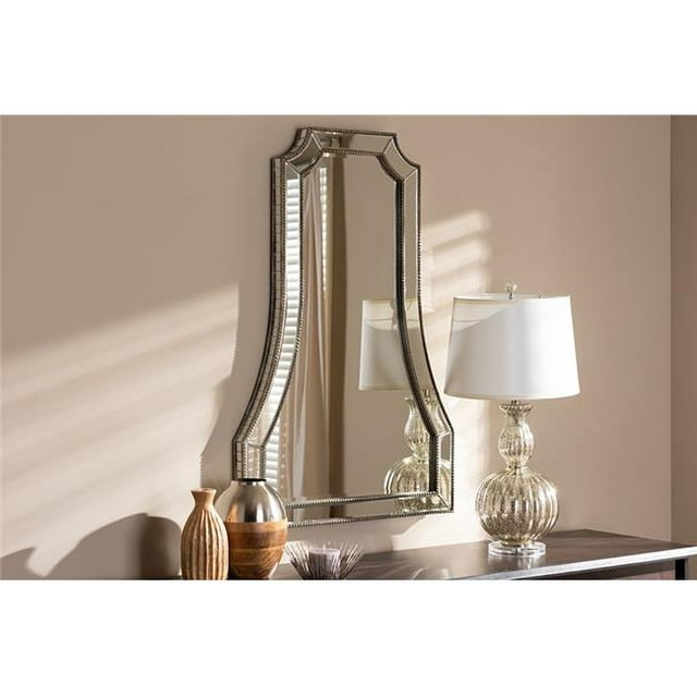 Baxton Studio RXW-4991 Sanna Modern & Contemporary Antique Silver Finished Accent Wall Mirror