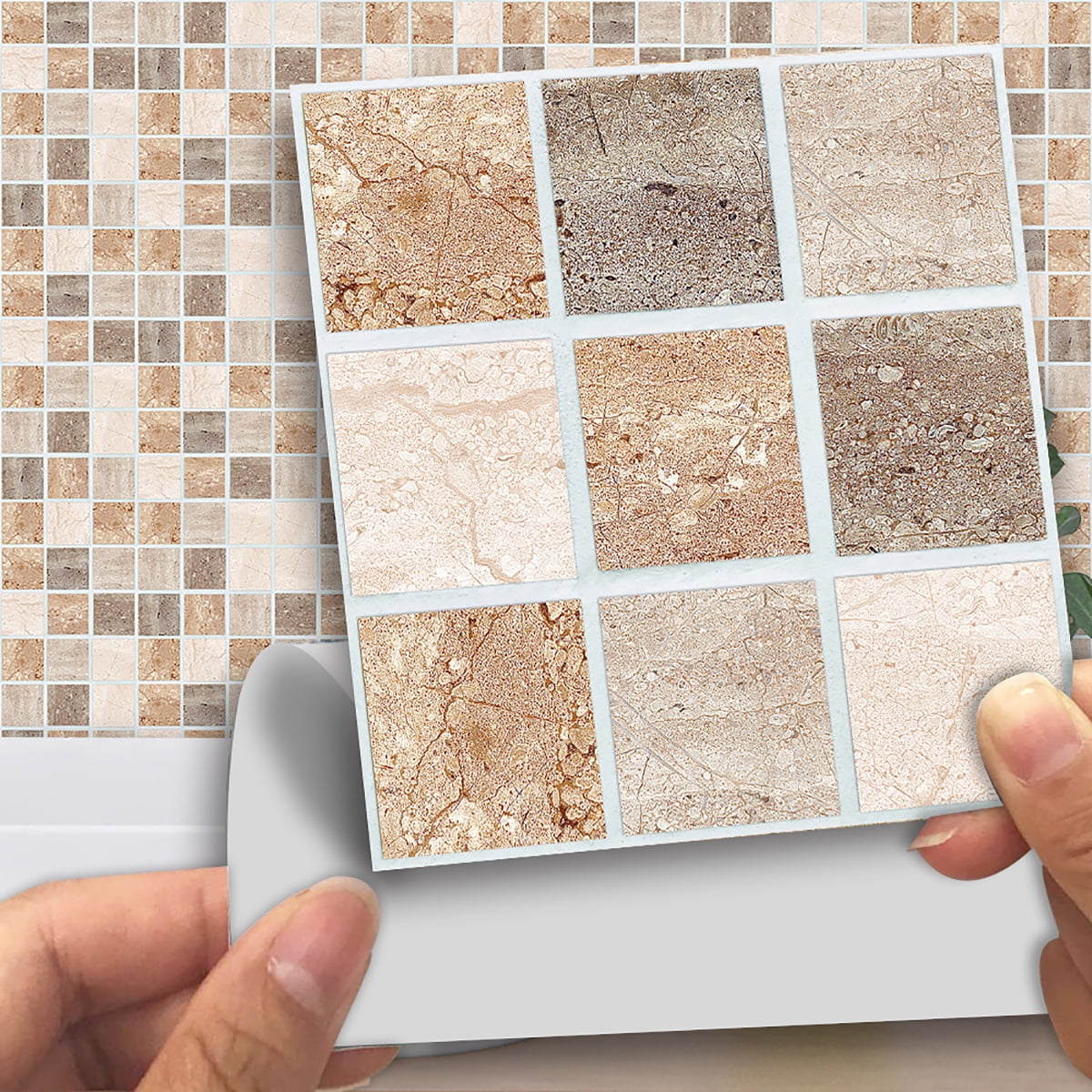 180 Pack Kitchen Bathroom Tile Stickers Mosaic Sticker Self-adhesive Wall Decor
