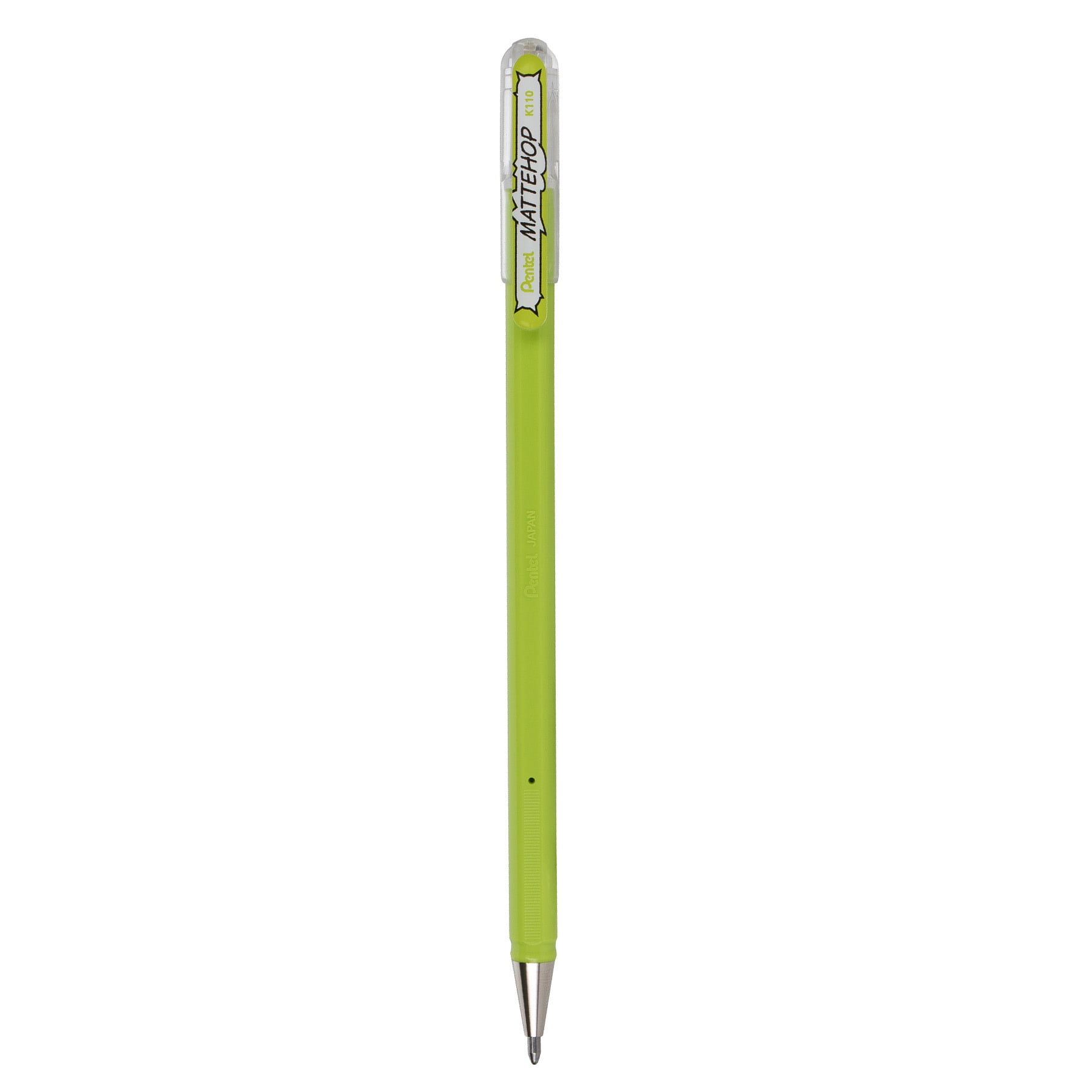 Pentel Arts Hybrid MATTEHOP Gel Roller, 1.0mm, Matte Yellow Green Ink, Pack of 12