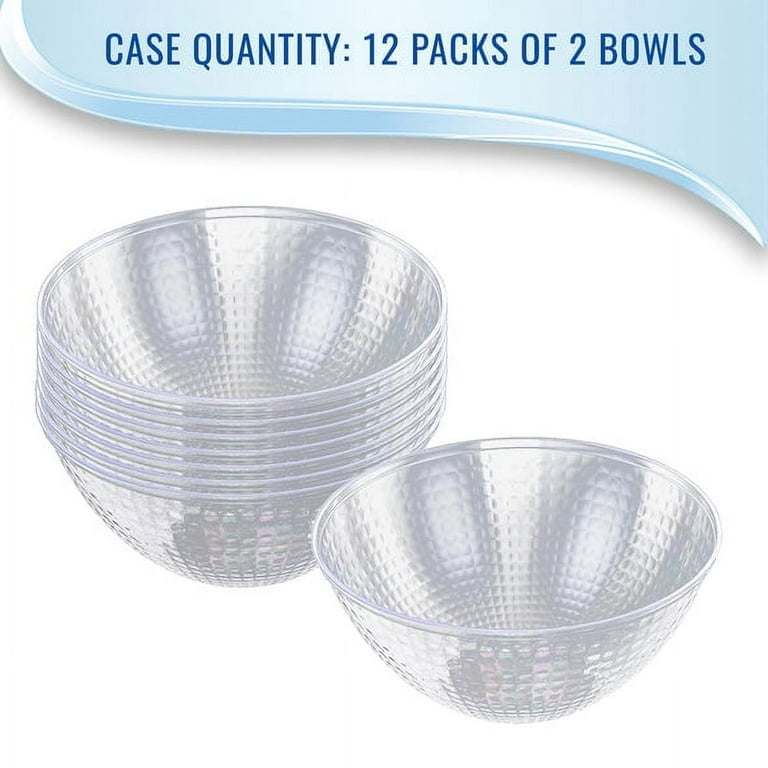 96 oz. Clear Diamond Design Round Disposable Plastic Bowls (24 Bowls)