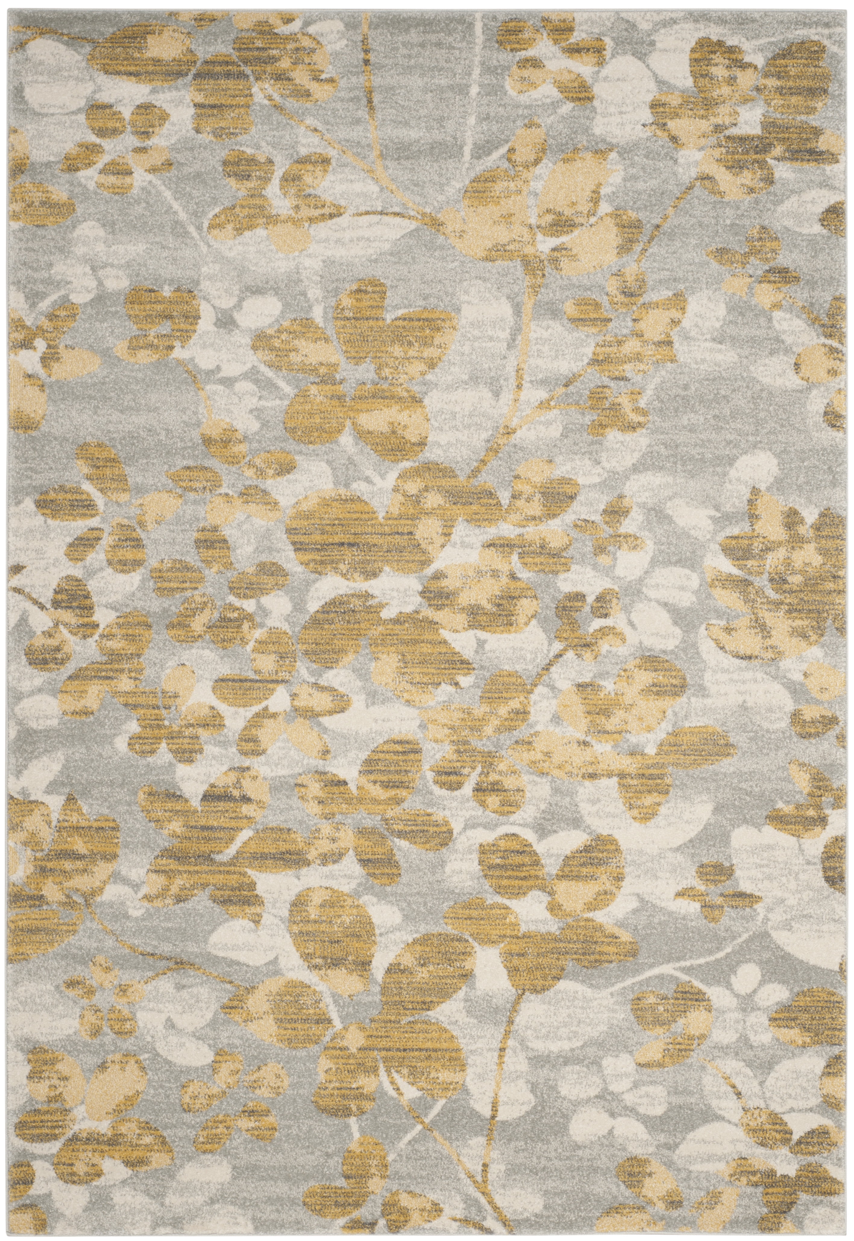 SAFAVIEH Evoke Pavel Floral Flowers Area Rug, Grey/Gold, 4' x 6'