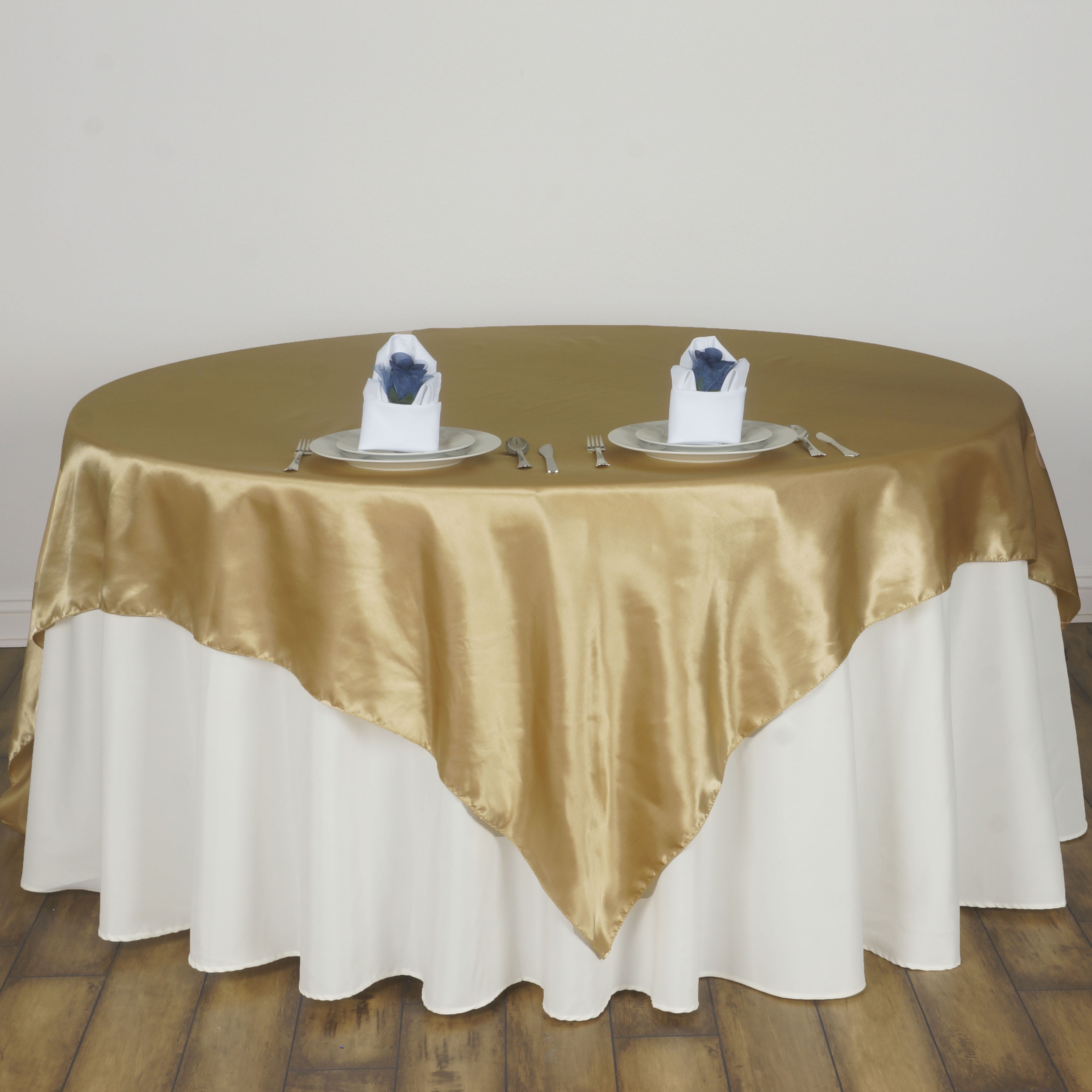 BalsaCircle 90" x 90" Square Satin Table Overlays Wedding Party