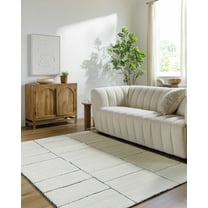 Hauteloom Xylia Wool Living Room, Bedroom Area Rug - Contemporary - Pearl - 5' x 7'6"