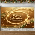 thumbnail image 3 of Gold Theme Merry Christmas Banner Star Decorated Happy New Year Banner Shiny Green Wave Holiday Banner for Christmas Party New Year Celebration Indoor Decoration, 3 of 9