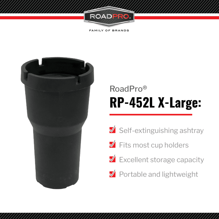 Large Smokeless Black Ashtray - Fits Most Cup Holders with