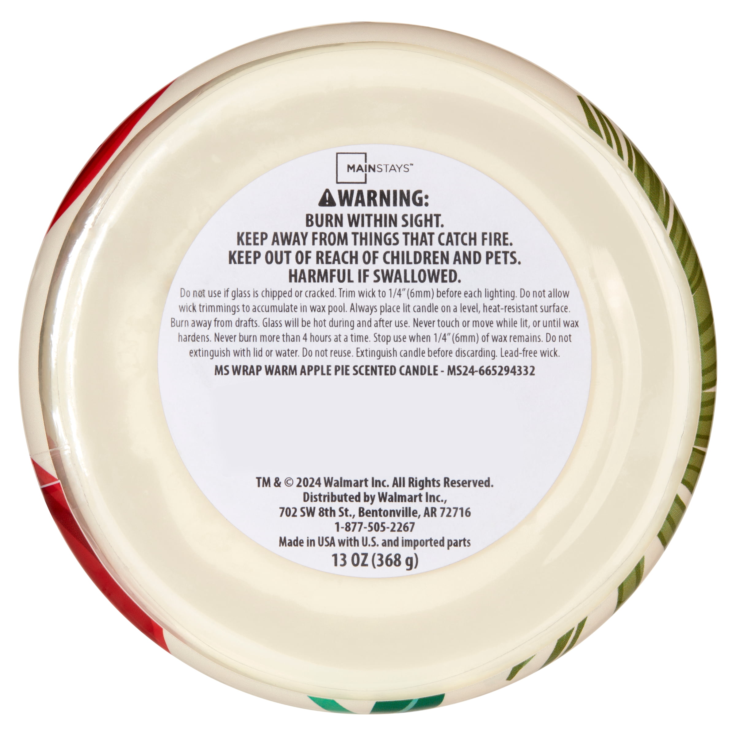 Mainstays 3 Wick Wrapped Candle Warm Apple Pie, 13 Ounce