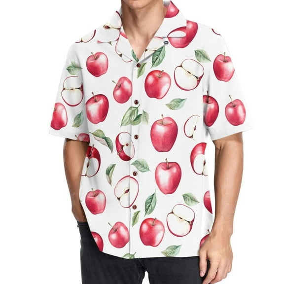 ALAZA Apples Pattern Men's Hawaiian Shirt Short Sleeve Casual Button Down Shirts M