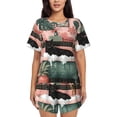 thumbnail image 1 of Fotbe Black Cat Pink Bathroom Conjunto de Pijama Estampado para Mujer, 2 Piezas, Ropa de Dormir con Camiseta de Manga Corta y Shorts Suaves-3X-Large, 1 of 6