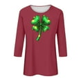 thumbnail image 4 of Ounisa St. Patrick's Day Shirts Womens Funny Shamrock Printed 3/4 Sleeve Casual Lucky Clover Heart Graphic Tee Tops, 4 of 5