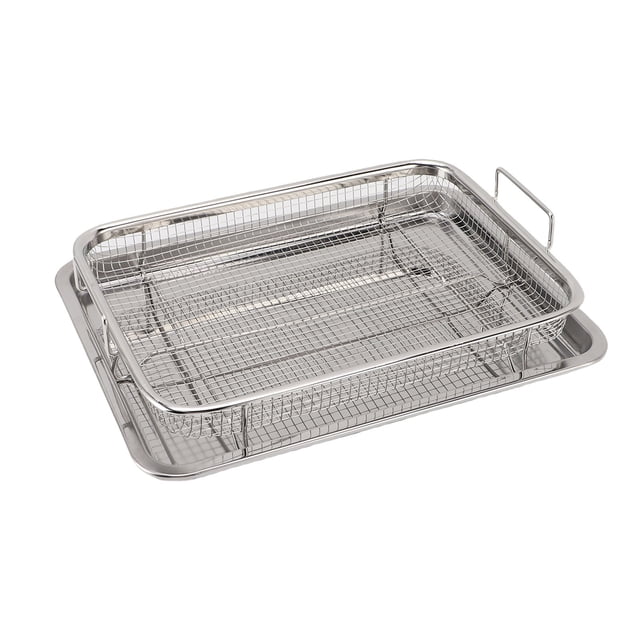 Cesta De Freidora De Acero Inoxidable, Repuesto De Bandeja Para Freidora, Para Horno, Hornear, Asar, Cocinar Con Asas Para Una Fácil Limpieza Y Una Comida