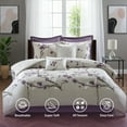 thumbnail image 6 of Madison Park 8 Piece King Floral Comforter Set, Cotton Comforter Bed in A Bag with Bedskirt, Spring Floral Comforter Bed Set, Bedding Sets with Decorative Pillow for Girls, Purple/Taupe, 6 of 7