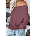 thumbnail image 2 of Women's Oversized Off Shoulder Pullover Tops Long Sleeve Loose Fit Waffle Knit Tops, 2 of 3