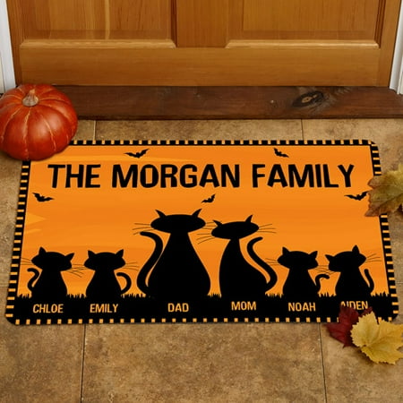 Personalized Halloween Black Cats 17" x 27" Doormat