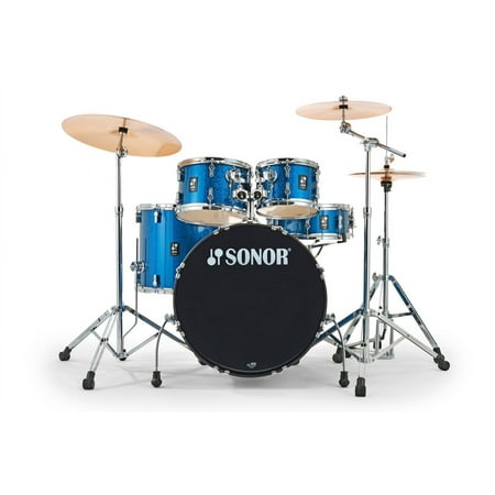 Sonor AQX STAGE Drum Set w/Hardware and Sabian Cymbals, Blue Ocean Sparkle