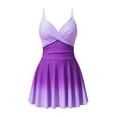 thumbnail image 5 of GPOECD Maillot de Bain une Pièce Femme Dégradé Col en V à Bretelles Style Robe de Bain Bikini Attrait Moderne pour Plage Maillot de Bain une Pièce Violet, TTG, 5 of 5