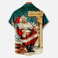 thumbnail image 4 of IROINNID Christmas Vacation T-shirt for Men Funny Print Button Up Red Shirt Hawaiian Xmas Vacation Gift Tops,Green, 4 of 5