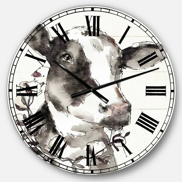 DesignArt Cow Portrait Country Life Large Wall Clock