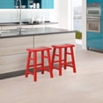 thumbnail image 3 of eHemco Heavy-Duty Solid Wood Saddle Seat Kitchen Counter Height Barstools, 24 Inches, Red, Set of 2, 3 of 5