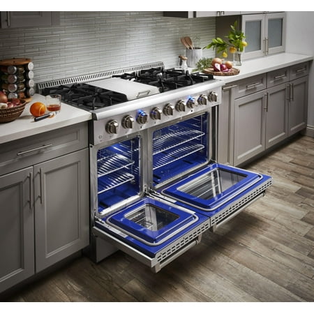 Thor Kitchen - 6.7 Cu.Ft. Freestanding Double Oven Liquid Propane Gas Range - Stainless steel