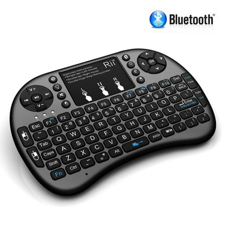 Rii i8+ BT Mini Wireless Bluetooth Backlight Touchpad Keyboard with Mouse for (Best Hammer Action Midi Keyboard)
