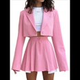 thumbnail image 1 of Conjunto de 2 Piezas para Mujer, Chaqueta y Falda Corta, Cuello de Solapa, Informal, Larga, Botones, para Oficina, Otoño Rosa M, 1 of 10