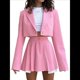 thumbnail image 1 of Conjunto de 2 Piezas para Mujer, Chaqueta y Falda Corta, Cuello de Solapa, Informal, Larga, Botones, para Oficina, Otoño Rosa M, 1 of 10