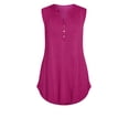 thumbnail image 3 of Avenue Women's Plus Size Smock Henley Tunic Top Sleeveless V-Neckline, 3 of 3
