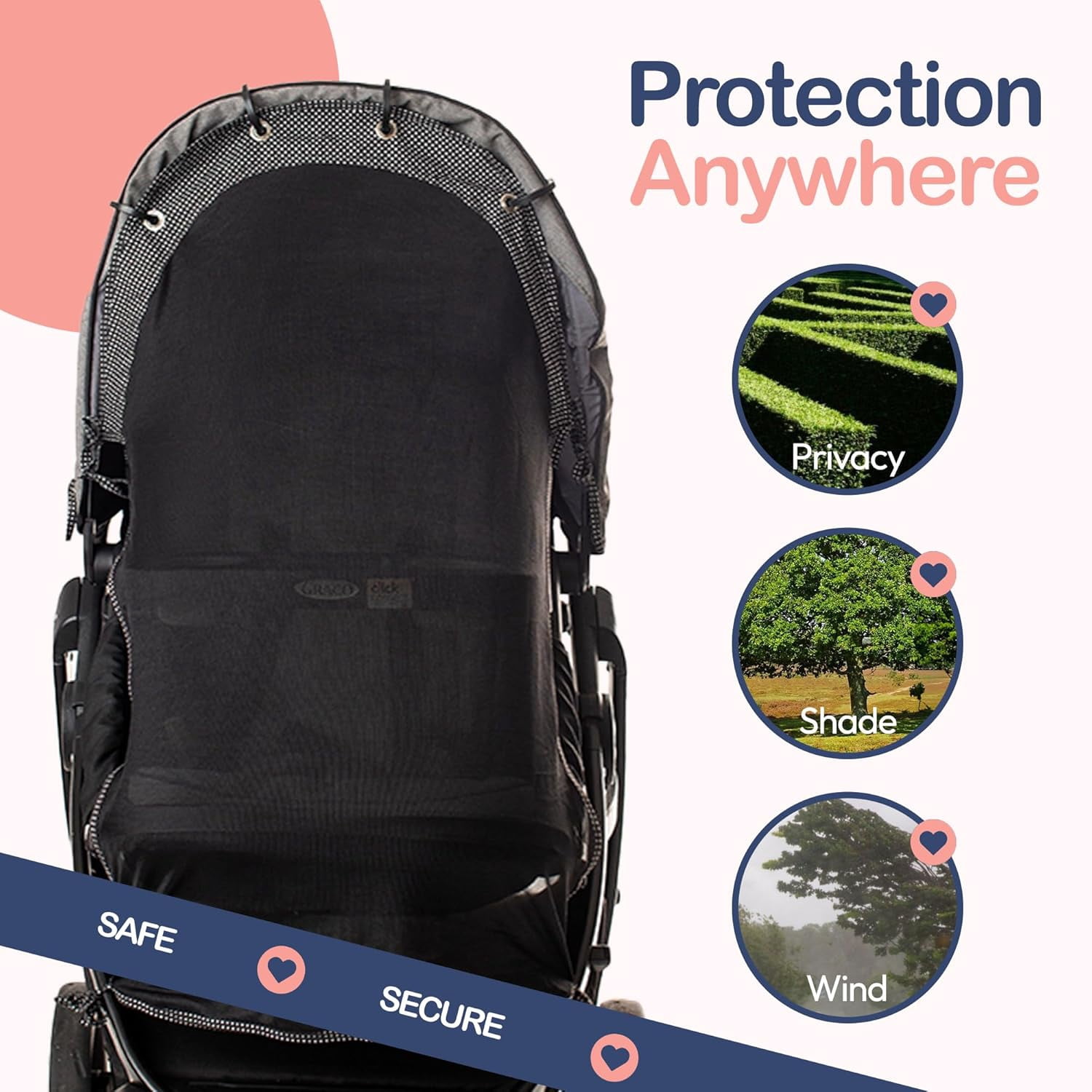 Sun Shade for Strollers (Long). Universal Adjustile SPF 30+ Sunshade with See Through. Your Biy Will See the World and Will Be Protected. byÂ&nbsp;IntiMom