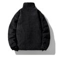 thumbnail image 5 of Quilted Jackets for Men Windproof Long Sleeve Turndown Collar Solid Color Casual Winter Fleece Windproof Comfortable Warm Jackets with Pockets, 5 of 9