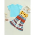 thumbnail image 4 of Mialoley Kid Girls Pants Set, T-shirt à Manches Courtes Col Rond avec Imprimé Fleurs/léopard, 4 of 9
