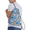 thumbnail image 4 of Yiaed Cute Chickens and Flowers Print Drawstring Bags Drawstring Backpack Bulk String Back Pack Gym Sport Bag-Small, 4 of 5