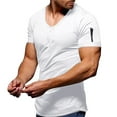 thumbnail image 2 of Camisa de manga corta con cuello en V y cremallera para hombre, de color liso, talla grande, poliéster, informal, se ajusta a la talla, lavable a mano, adecuada para actividades diarias y al aire l, 2 of 2
