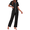 Black, variant on Women's Pajama Sets Button Down Loungewear Short Sleeve Sleepwear 2 Piece Pants Pjs Set with Pockets