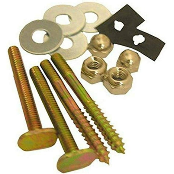 LASCO 04-3653 Toilet Bolts and Screws with Brass Plated 1/4-Inch by 2-1/4-Inch with Nuts and Washers, 1-Pair