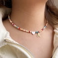 thumbnail image 2 of Collar de acero inoxidable con colgante de corazón para mujer, Gargantilla con letra inicial pequeña hecha a mano, joyería Bohemia, bricolaje colorido, 2 of 4