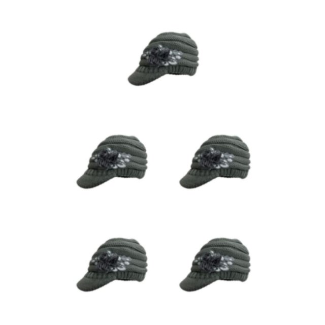VONKY Knitted Hats With Ear Protectors For Extra Warmth In Winter Acrylic Fiber Matreial Knitted Caps gray 5Set