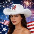 thumbnail image 4 of Yvsxxv White Patriotic Star Bow Western Cowgirl Hat, Independence Day Party Hat, 1 Pc, 4 of 7